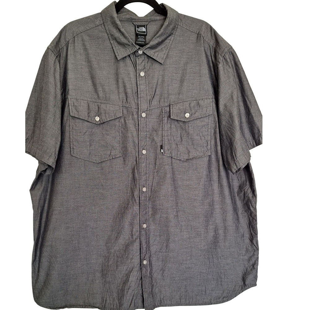 The North Face Button Up Shirt Outdoor Hiking Travel Casual Mens XXL Cotton Gray